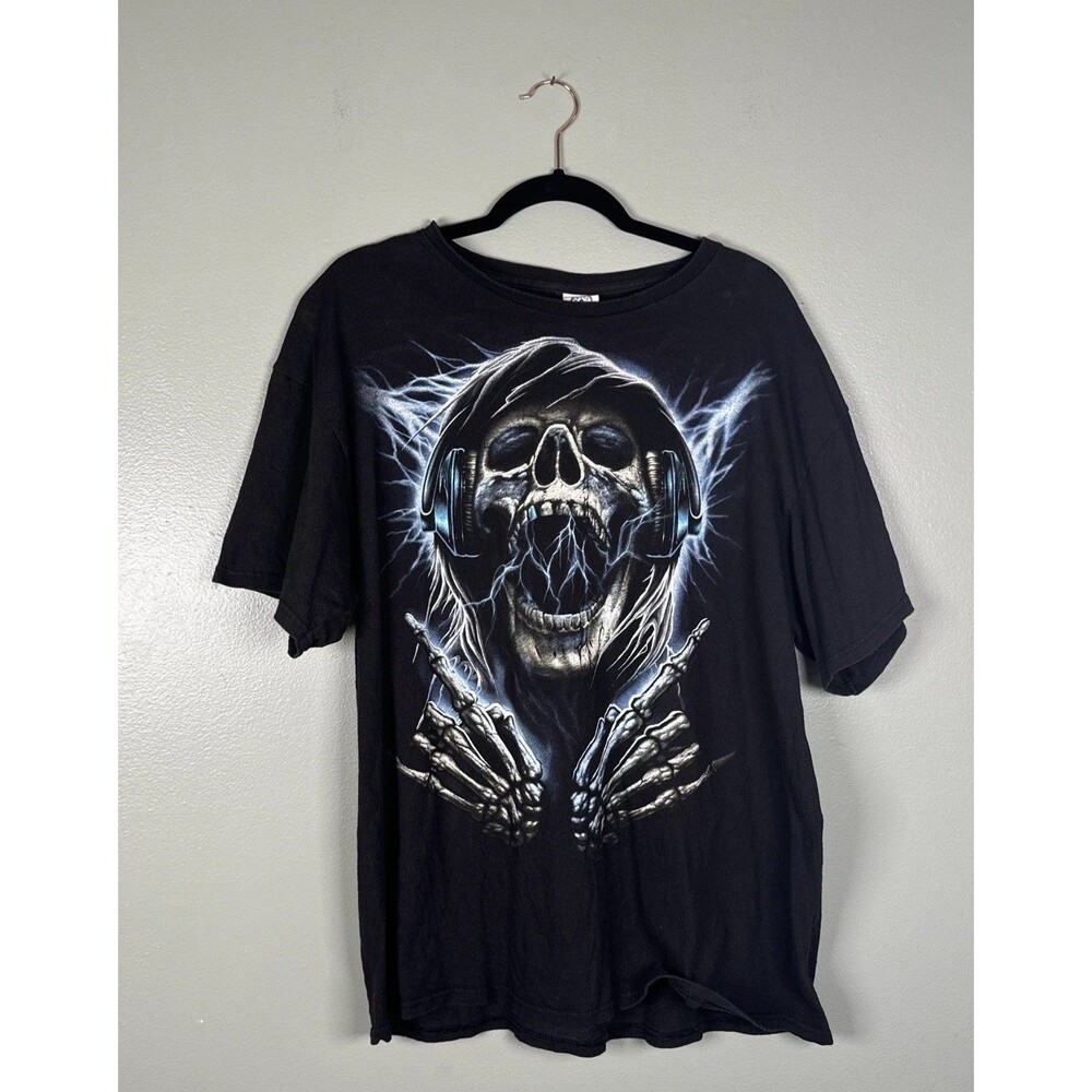 Vintage Y2K Skull Lightning Rocker Metal Death Core‎ Men’s Size XL